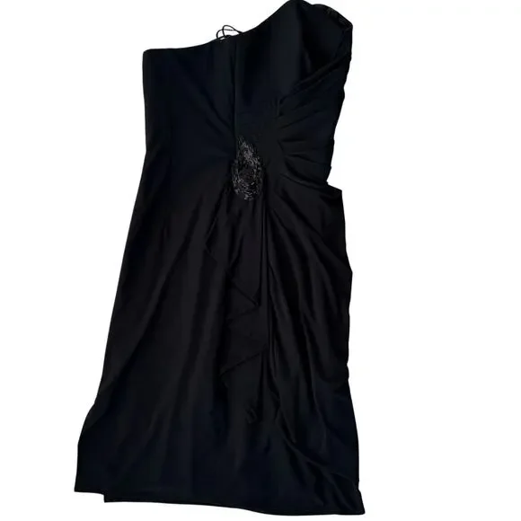 Vintage 90s Black Strapless Ruched Cocktail Dress Minimalist Gala Style Size 4 Vintage 90s Black Strapless Ruched Cocktail Dress Minimalist Gala Style Size 4